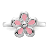 Sterling Silver Stackable Expressions Polished Pink Enameled Flower Ring