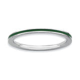 Sterling Silver Stackable Expressions Green Enameled 1.5mm Ring - shirin-diamonds