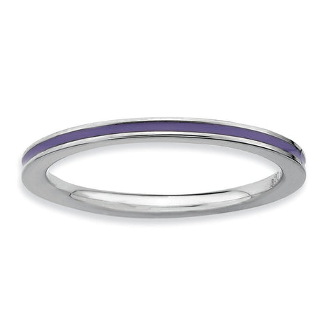 Sterling Silver Stackable Expressions Purple Enameled 1.5mm Ring - shirin-diamonds