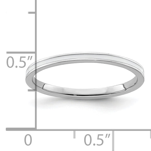 Sterling Silver Stackable Expressions White Enameled 1.5mm Ring