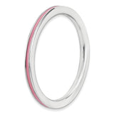 Sterling Silver Stackable Expressions Pink Enameled 1.5mm Ring