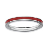 Sterling Silver Stackable Expressions Red Enameled 2.25mm Ring - shirin-diamonds