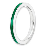 Sterling Silver Stackable Expressions Green Enameled 2.25mm Ring