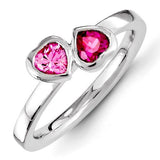 Sterling Silver Stackable Expressions Created Ruby & Pink Sapphire Ring - shirin-diamonds