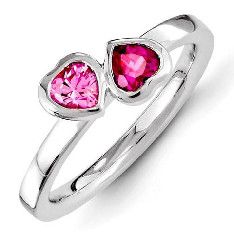Sterling Silver Stackable Expressions Created Ruby & Pink Sapphire Ring - shirin-diamonds