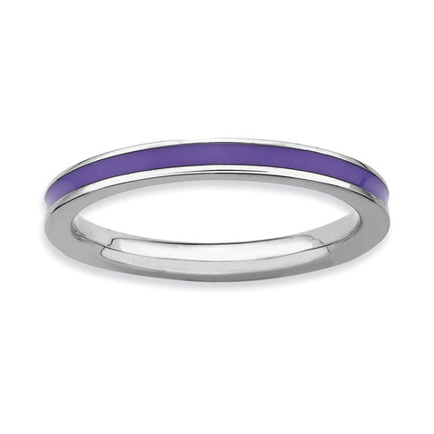 Sterling Silver Stackable Expressions Purple Enameled 2.25mm Ring - shirin-diamonds