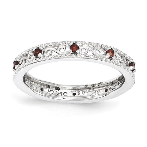 Sterling Silver Stackable Expressions Garnet Ring - shirin-diamonds