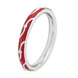 Sterling Silver Stackable Expressions Red Enamel Ring