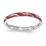 Sterling Silver Stackable Expressions Red Enamel Ring - shirin-diamonds