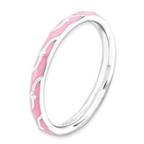 Sterling Silver Stackable Expressions Pink Enamel Ring