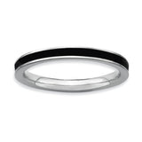 Sterling Silver Stackable Expressions Black Enameled 2.25mm Ring - shirin-diamonds