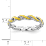Sterling Silver Stackable Expressions Yellow Enamel Ring