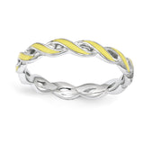 Sterling Silver Stackable Expressions Yellow Enamel Ring - shirin-diamonds
