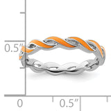 Sterling Silver Stackable Expressions Orange Enamel Ring