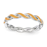 Sterling Silver Stackable Expressions Orange Enamel Ring - shirin-diamonds