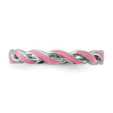 Sterling Silver Stackable Expressions Pink Enamel Ring
