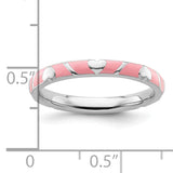 Sterling Silver Stackable Expressions Pink Enamel Heart Ring