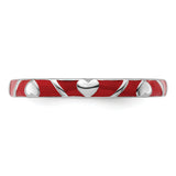 Sterling Silver Stackable Expressions Red Enamel Heart Ring Size 9