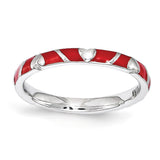 Sterling Silver Stackable Expressions Red Enamel Heart Ring - shirin-diamonds