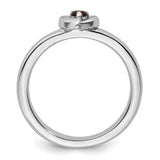 Sterling Silver Stackable Expressions Garnet Heart Ring