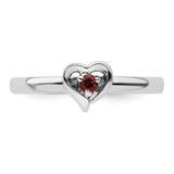 Sterling Silver Stackable Expressions Garnet Heart Ring Size 8