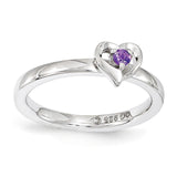 Sterling Silver Stackable Expressions Amethyst Heart Ring - shirin-diamonds