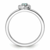 Sterling Silver Stackable Expressions Aquamarine Heart Ring