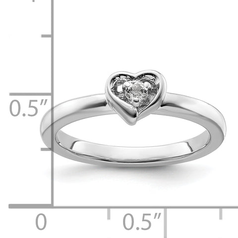 Sterling Silver Stackable Expressions White Topaz Heart Ring