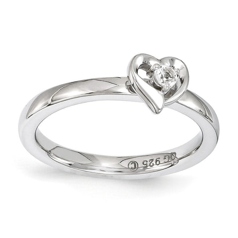 Sterling Silver Stackable Expressions White Topaz Heart Ring - shirin-diamonds