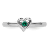 Sterling Silver Stackable Expressions Created Emerald Heart Ring