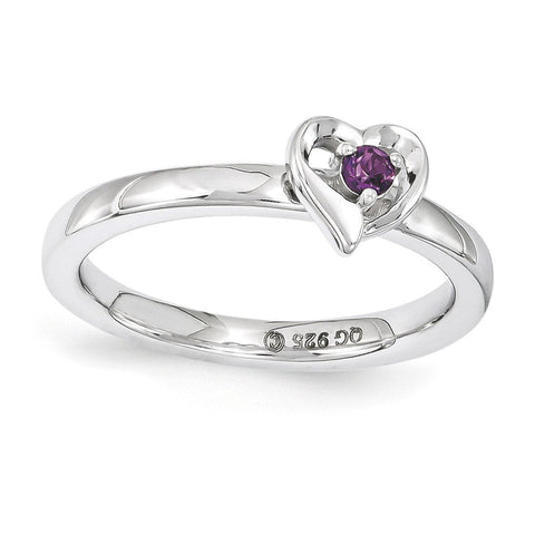 Sterling Silver Stackable Expressions Rhodolite Garnet Heart Ring - shirin-diamonds