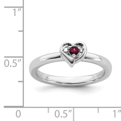 Sterling Silver Stackable Expressions Created Ruby Heart Ring