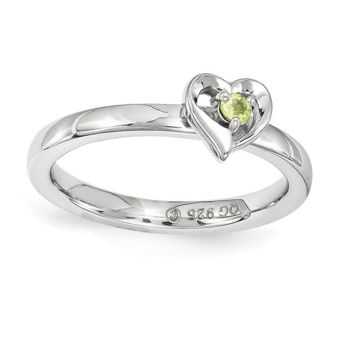 Sterling Silver Stackable Expressions Peridot Heart Ring - shirin-diamonds