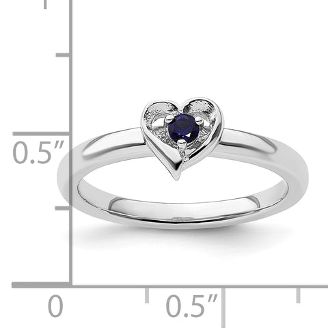 Sterling Silver Stackable Expressions Created Sapphire Heart Ring