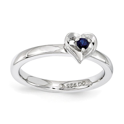 Sterling Silver Stackable Expressions Created Sapphire Heart Ring - shirin-diamonds