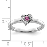 Sterling Silver Stackable Expressions Created Pink Sapphire Heart Ring