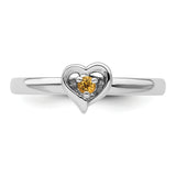 Sterling Silver Stackable Expressions Citrine Heart Ring Size 7