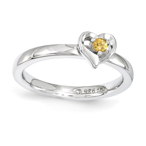Sterling Silver Stackable Expressions Citrine Heart Ring - shirin-diamonds