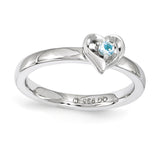 Sterling Silver Stackable Expressions Blue Topaz Heart Ring - shirin-diamonds
