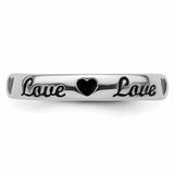Sterling Silver Stackable Expressions Black Enamel Love Ring