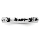 Sterling Silver Stackable Expressions Black Enamel Hope Ring