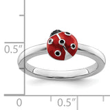 Sterling Silver Stackable Expressions Red & Black Enamel Ring