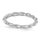 Sterling Silver Stackable Expressions Rhodium-plated Twist Ring - shirin-diamonds