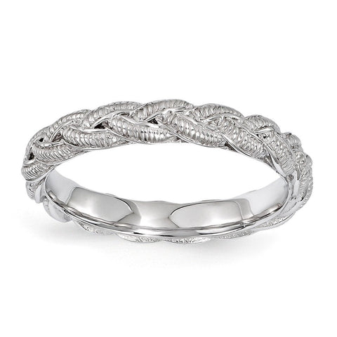 Sterling Silver Stackable Expressions Rhodium-plated Twist Ring - shirin-diamonds