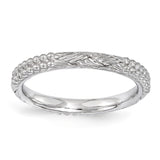 Sterling Silver Stackable Expressions Rhodium-plated Patterned Ring - shirin-diamonds