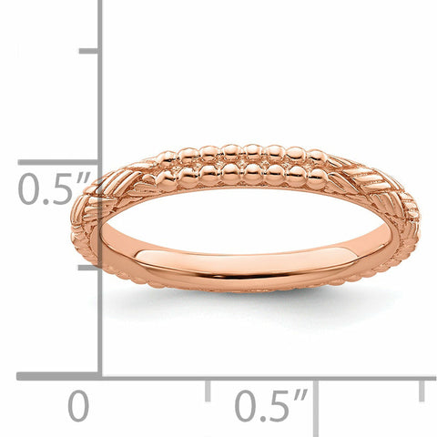 Sterling Silver Stackable Expressions Rose Gold-plated Patterned Ring