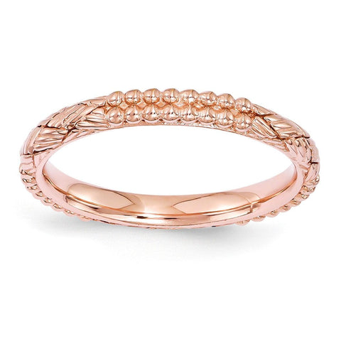 Sterling Silver Stackable Expressions Rose Gold-plated Patterned Ring - shirin-diamonds