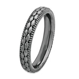 Sterling Silver Stackable Expressions Ruthenium-plated Patterned Ring