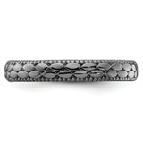 Sterling Silver Stackable Expressions Ruthenium-plated Patterned Ring
