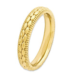 Sterling Silver Stackable Expressions Gold-plated Patterned Ring